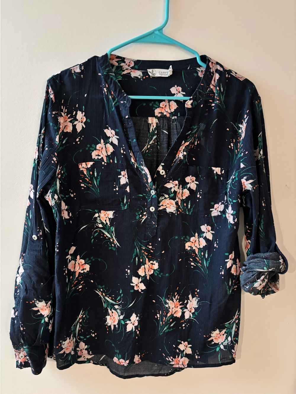 Carve Designs Navy Floral Button-Front Shirt